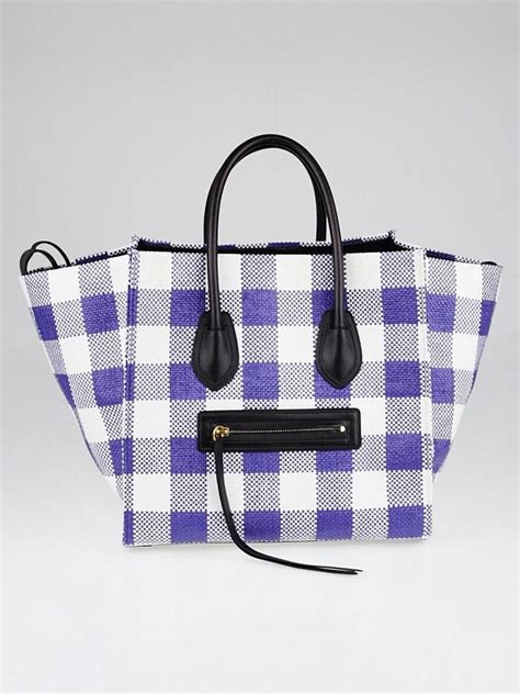 celine blue and white gingham